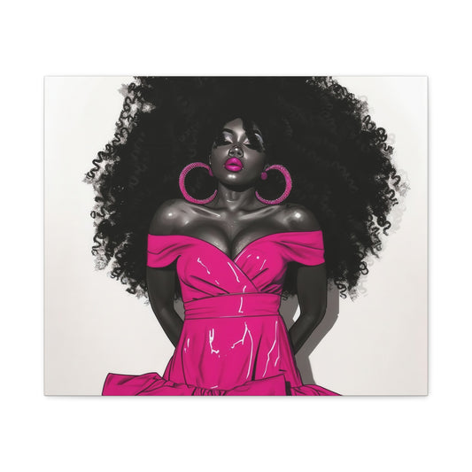 Pink Is My Color Black Woman Art Canvas Wall Print