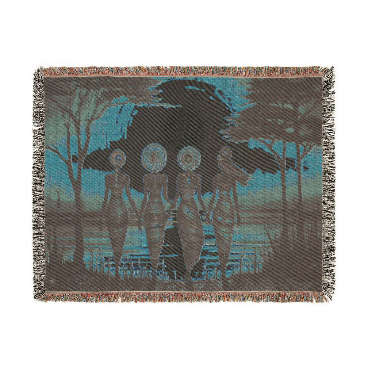 All Together Now Black Woman Art Woven Throw Blanket
