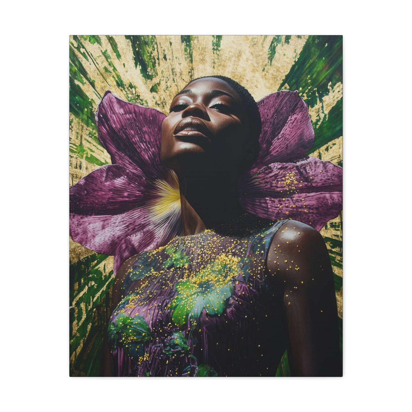 Blooming With Beauty Afrocentric Black Woman Inspirational Spiritual Art Canvas Wall Print