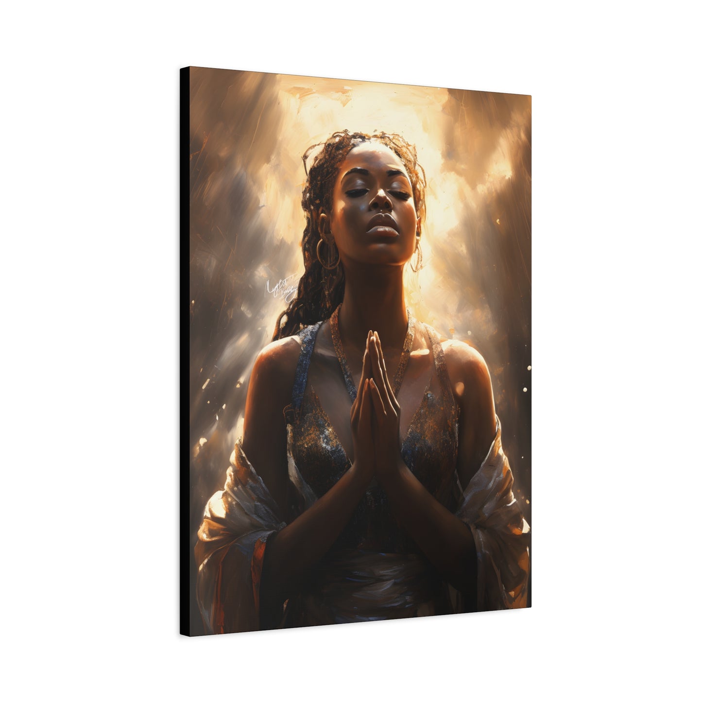 Please Listen To My Prayers Afrocentric Black Inspirational Spiritual Art Canvas Wall Print - Xtreme Shopper