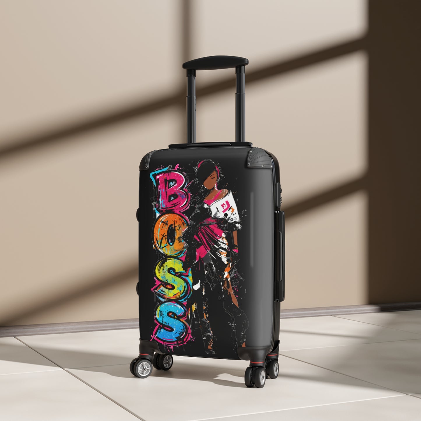 Boss Chick Black Woman Art Hardshell Hardside Lockable Spinner Suitcase Luggage