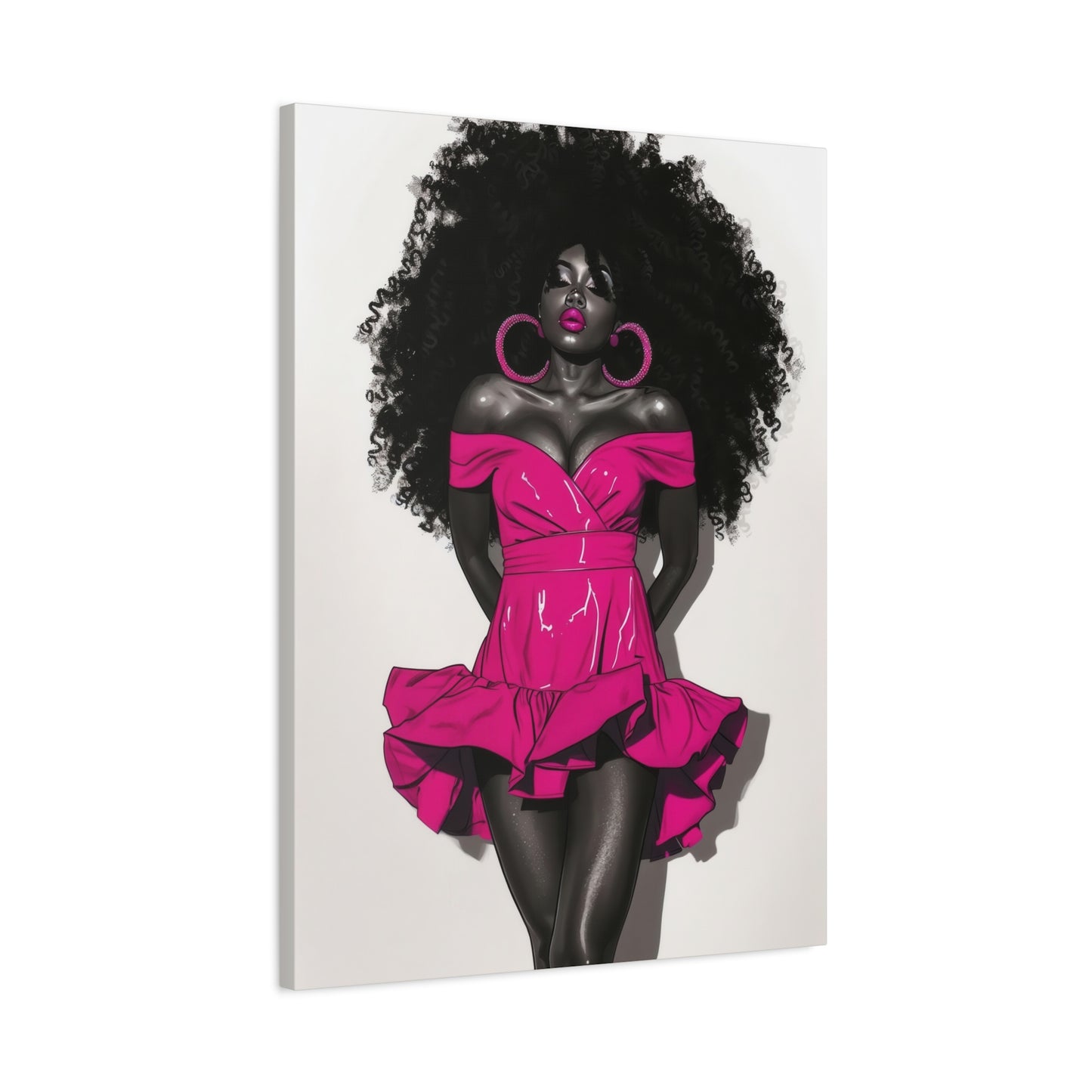 Pink Is My Color Black Woman Art Canvas Wall Print