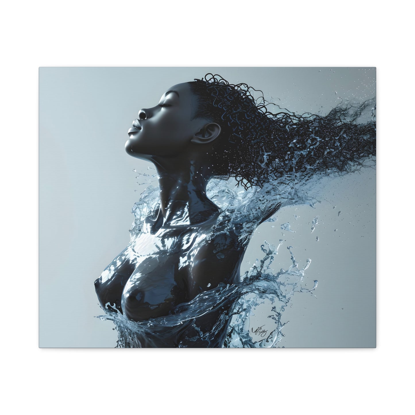 Moisturized and Unbothered Afrocentric Black Woman Art Canvas Wall Print