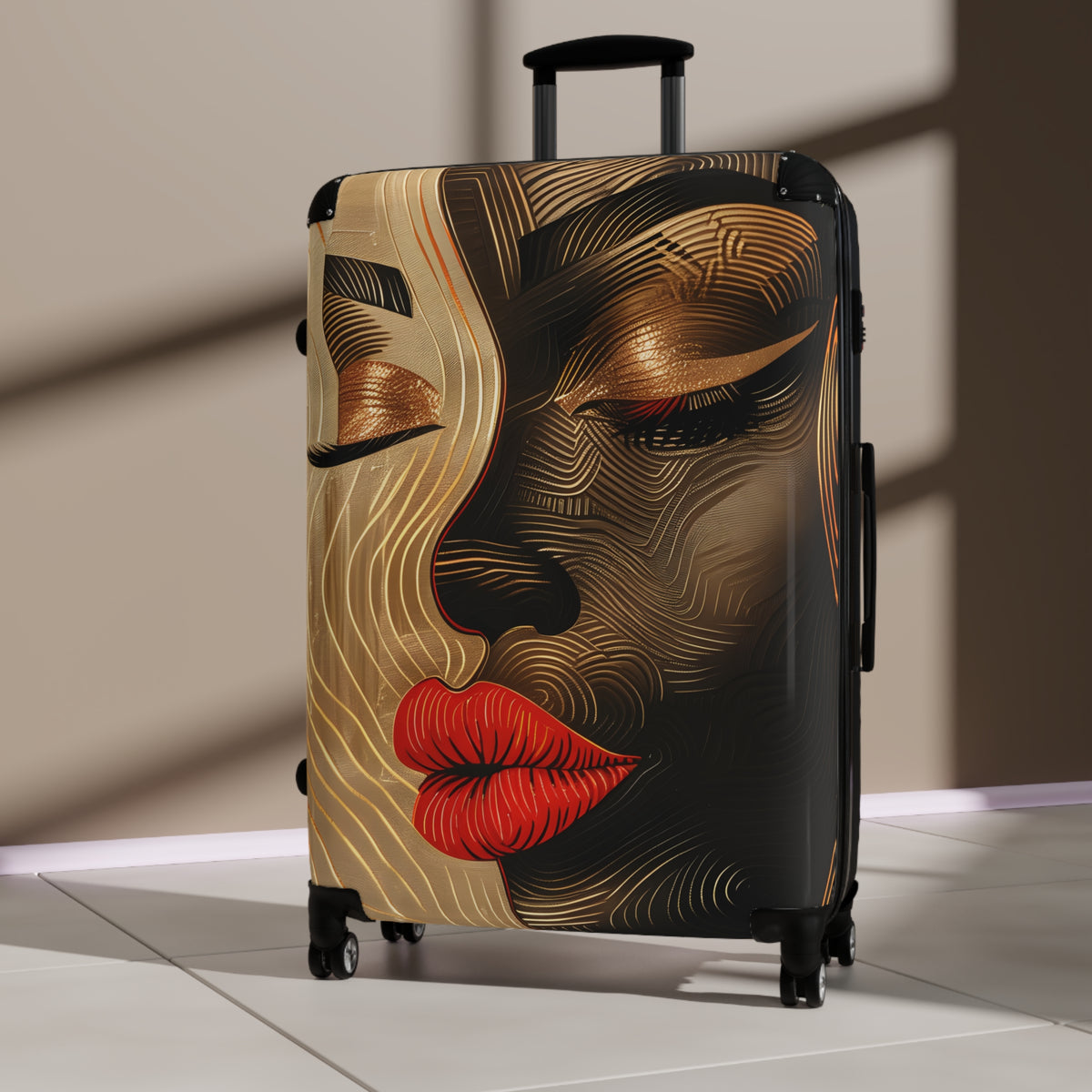 Peaceful Days Black Woman Art Hardshell Hardside Lockable Spinner Suitcase