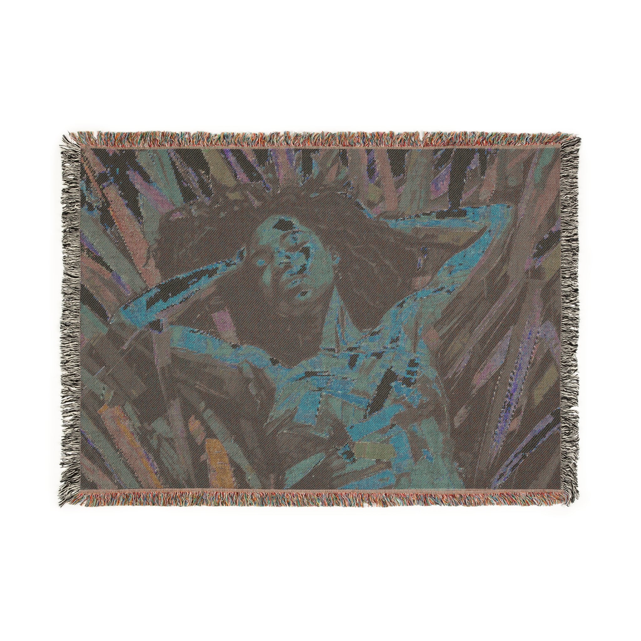 Be At Peace Abstract Black Woman Afrocentric Art Woven Throw Blanket