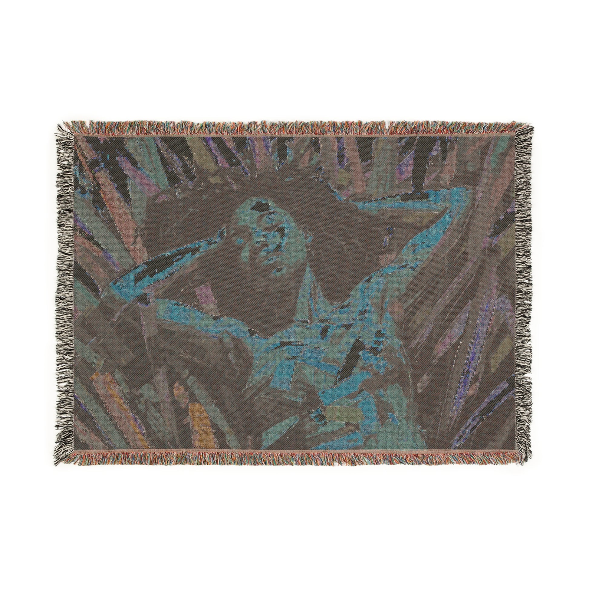 Be At Peace Abstract Black Woman Afrocentric Art Woven Throw Blanket - Xtreme Shopper