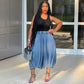 Trendy Cropped Wide Leg Denim Pants