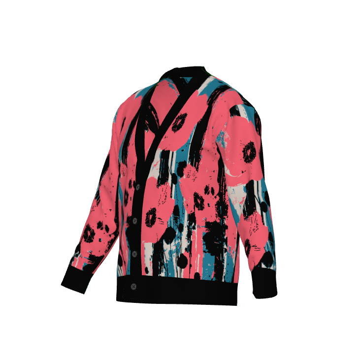 Flowers Everywhere Abstract Art Floral Cardigan Sweater - Xtreme Shopper
