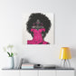 Pink Is My Color Black Woman Art Canvas Wall Print