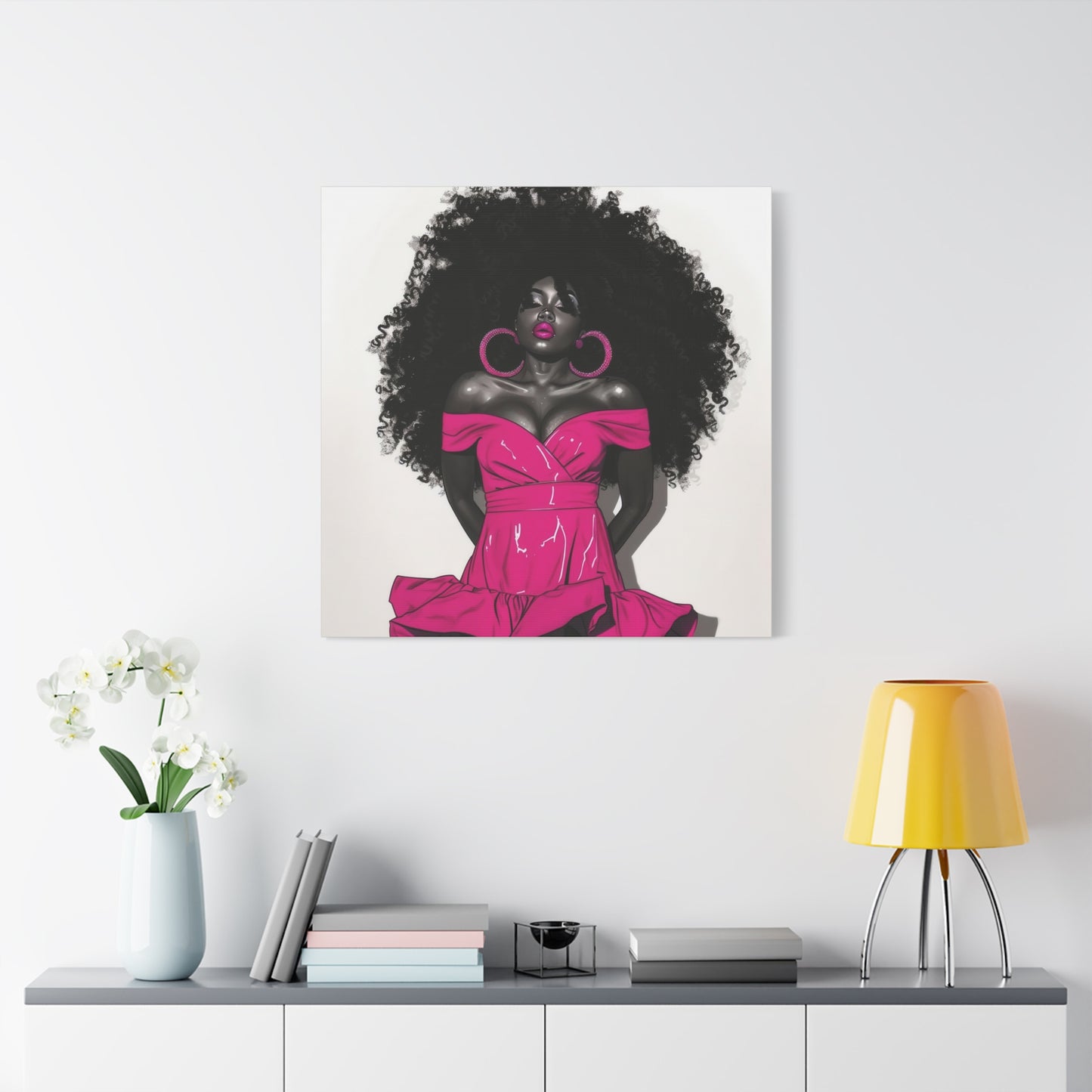 Pink Is My Color Black Woman Art Canvas Wall Print