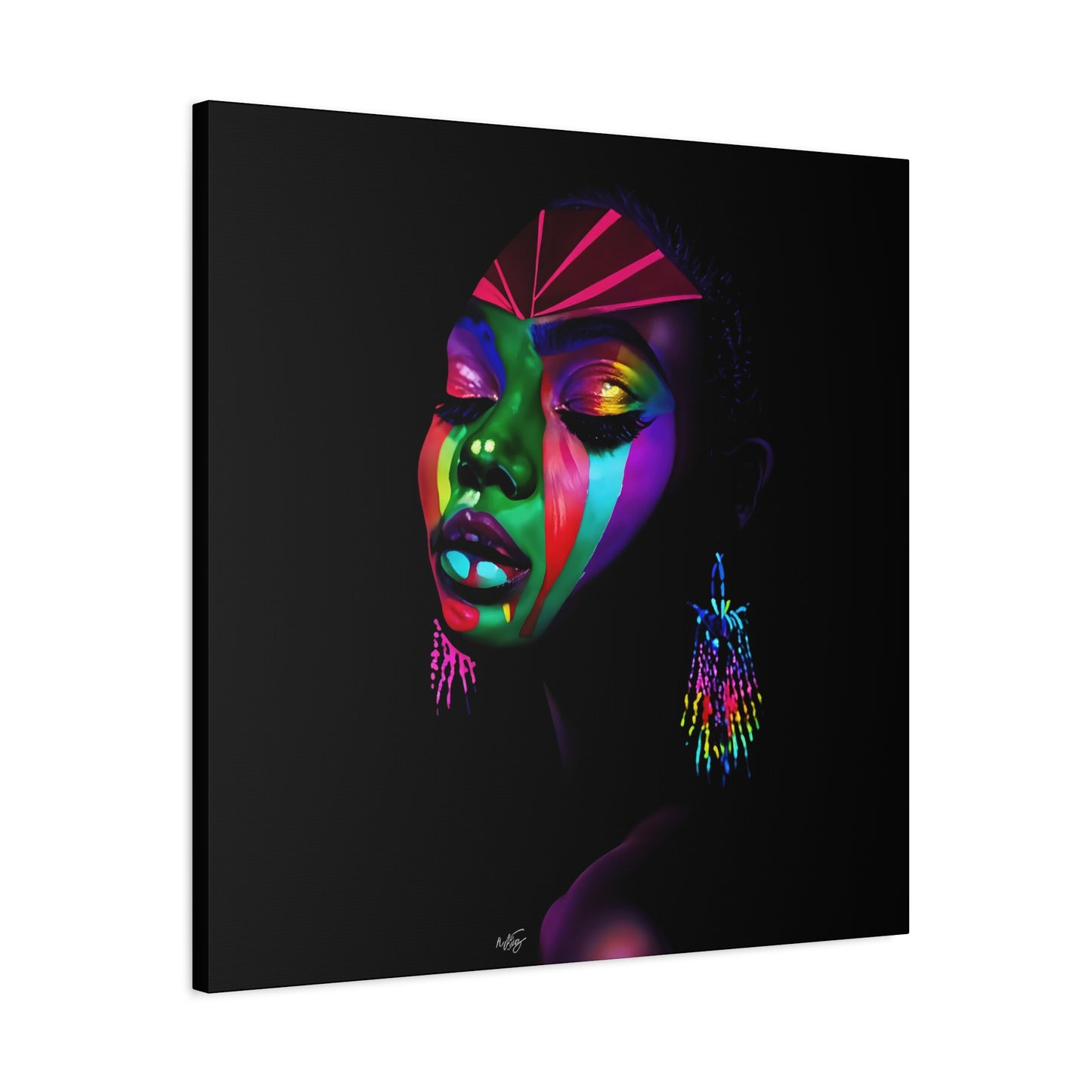 Original Makeup Black Woman Art Canvas Wall Print