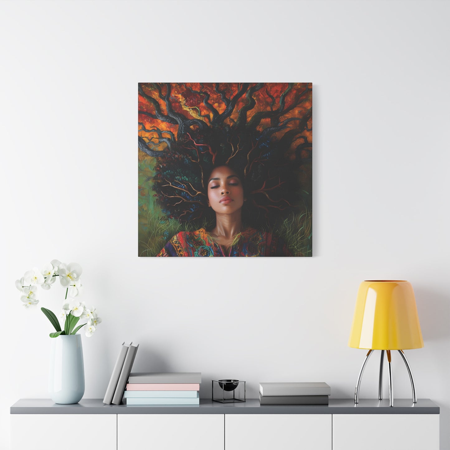 Rooted In My Mind Afrocentric Black Woman Inspirational Spiritual Art Canvas Wall Print - Xtreme Shopper