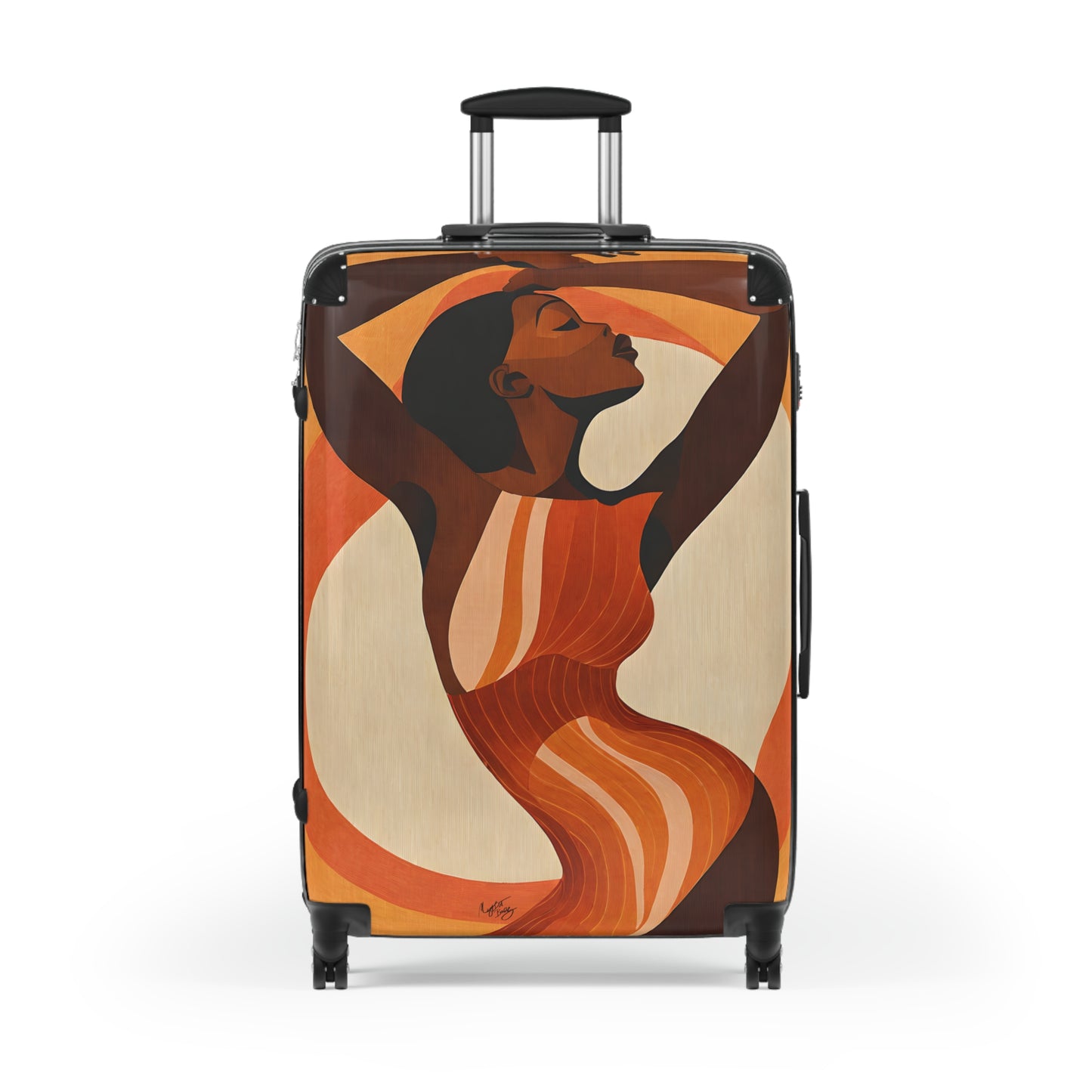Retro Feelings Black Woman Art Hardshell Hardside Lockable Spinner Suitcase Luggage