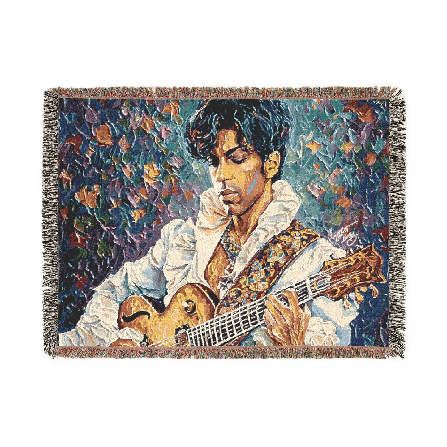 For The Love Of Prince Black Celebrity Art Woven Throw Blanket