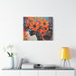 Flowery Thoughts Black Woman Art Canvas Wall Print