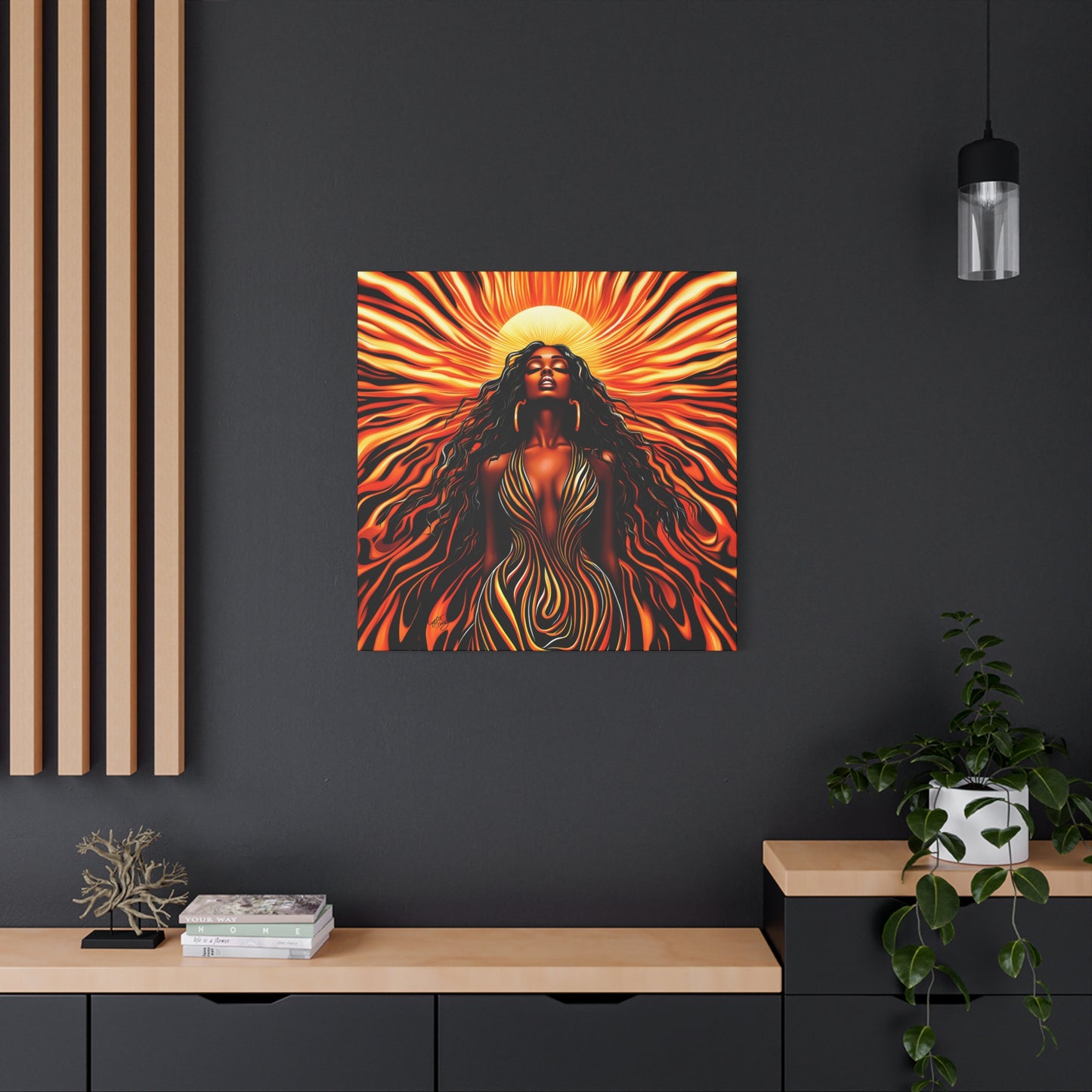Sunkissed Afrocentric Black Woman Abstract Art Canvas Wall Print