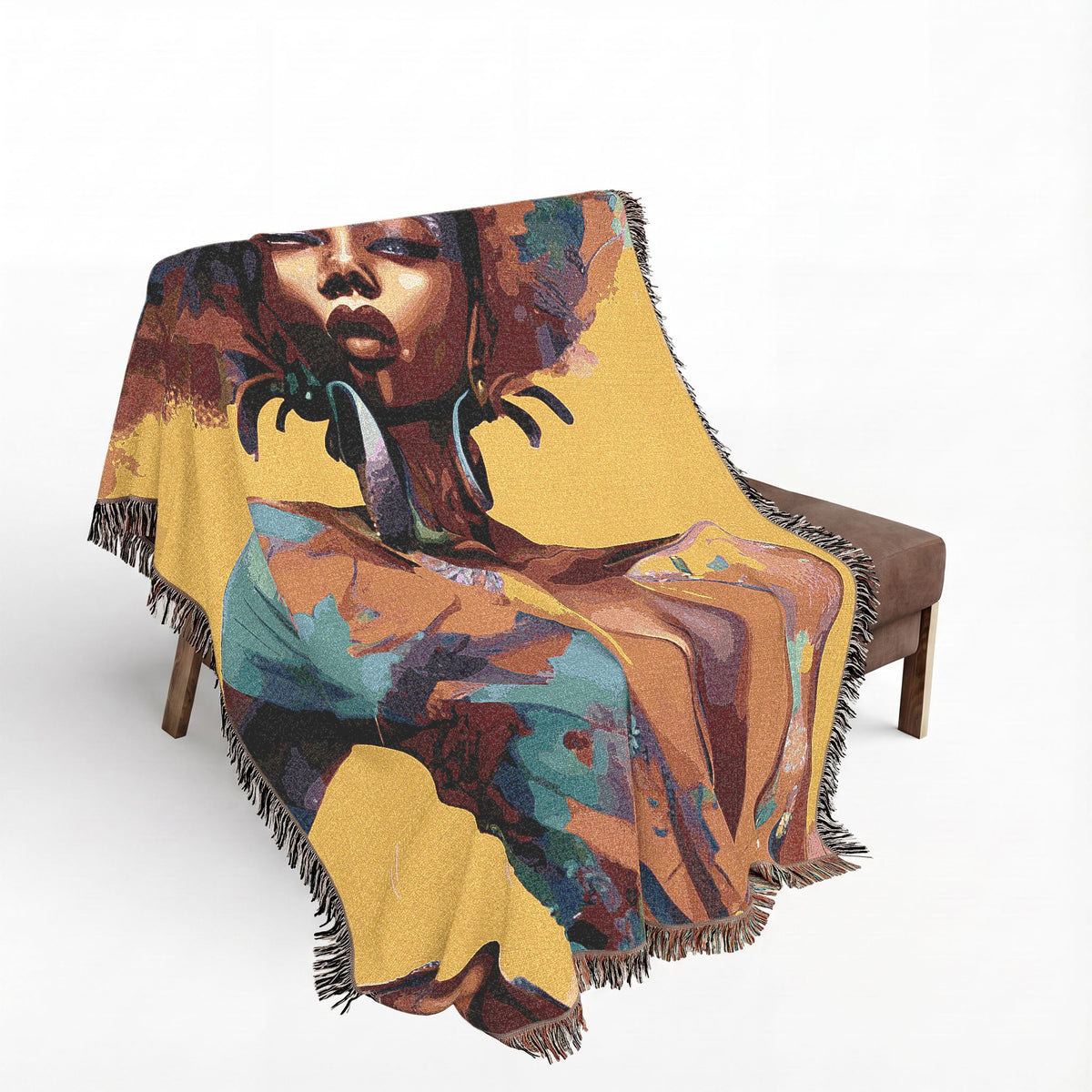 Everything About Me Black Woman Art Woven Throw Blanket