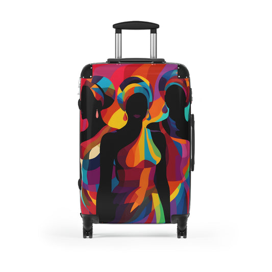 Girlfriends In Abstract Black Woman Art Hardshell Hardside Lockable Spinner Suitcase