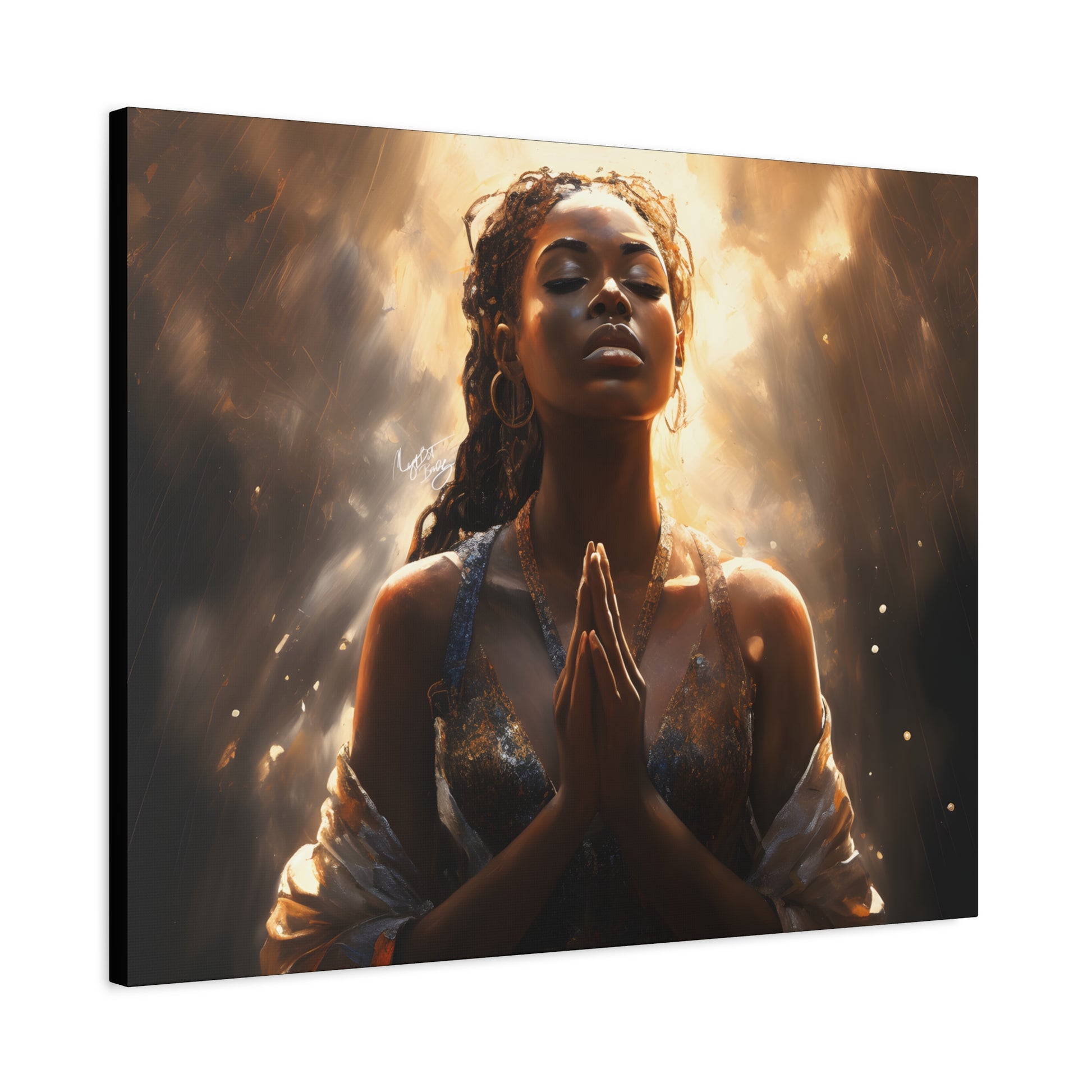 Please Listen To My Prayers Afrocentric Black Inspirational Spiritual Art Canvas Wall Print - Xtreme Shopper