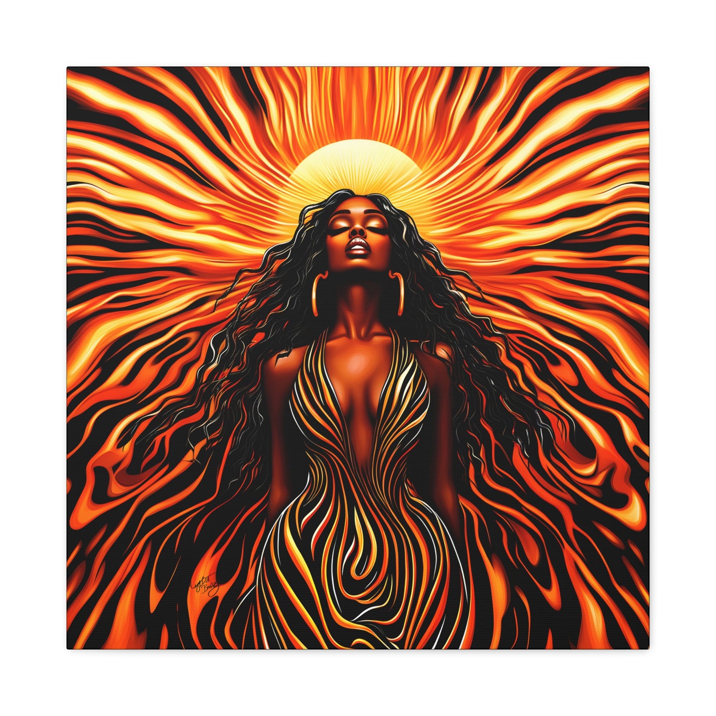 Sunkissed Afrocentric Black Woman Abstract Art Canvas Wall Print