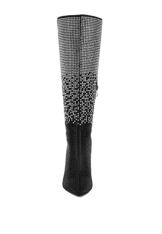 Orymple Shiny Rhinestone Studded Calf Boots - Xtreme Shopper