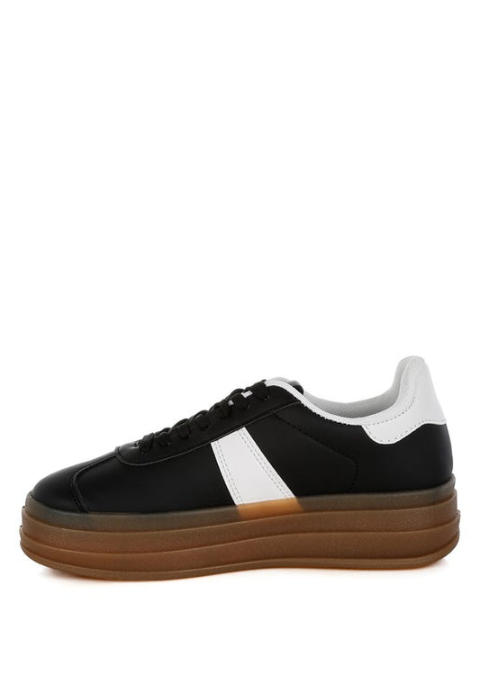 Knockout Faux Leather Lace-Up Platform Sneakers - Xtreme Shopper