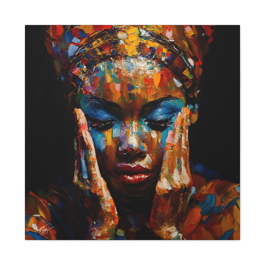 Heavy Is The Head That Wears The Crown Afrocentric Black Woman Abstract Art Canvas Wall Print