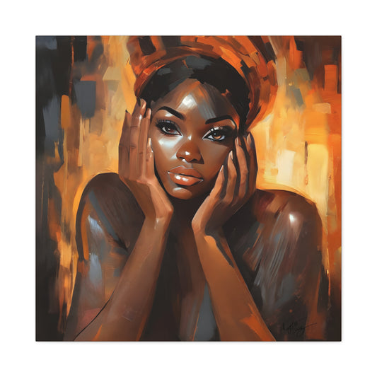 Hello Afrocentric Black Woman Art Canvas Wall Print
