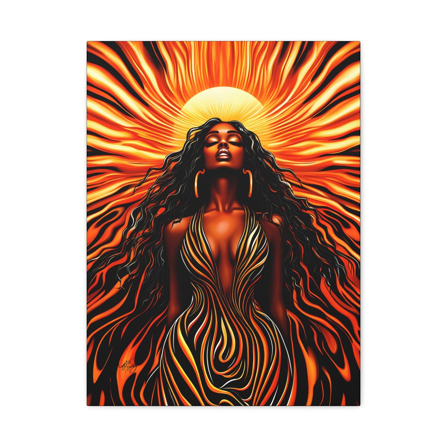 Sunkissed Afrocentric Black Woman Abstract Art Canvas Wall Print