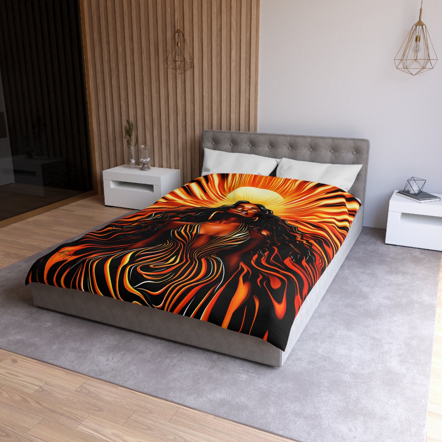 Beautiful Sunrising Black Woman Abstract Art Microfiber Duvet Cover