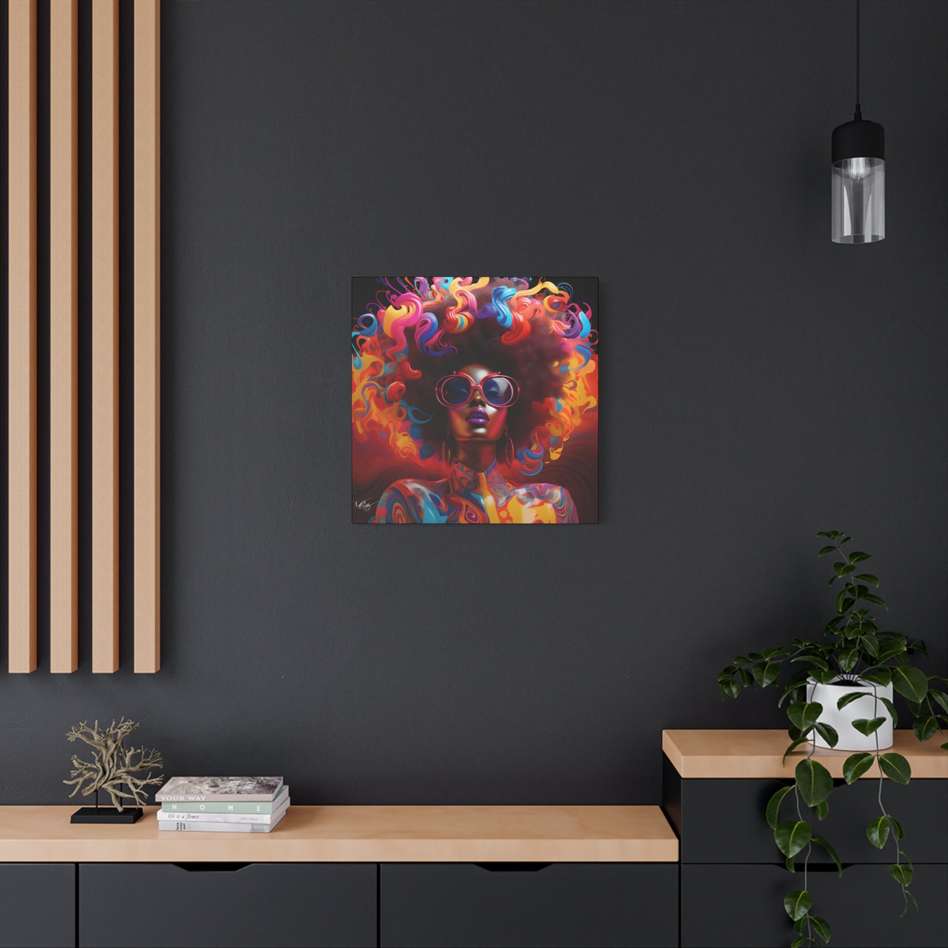 Groovy Summer Black Woman Psychedelic Themed Artwork Canvas Wall Print - Xtreme Shopper