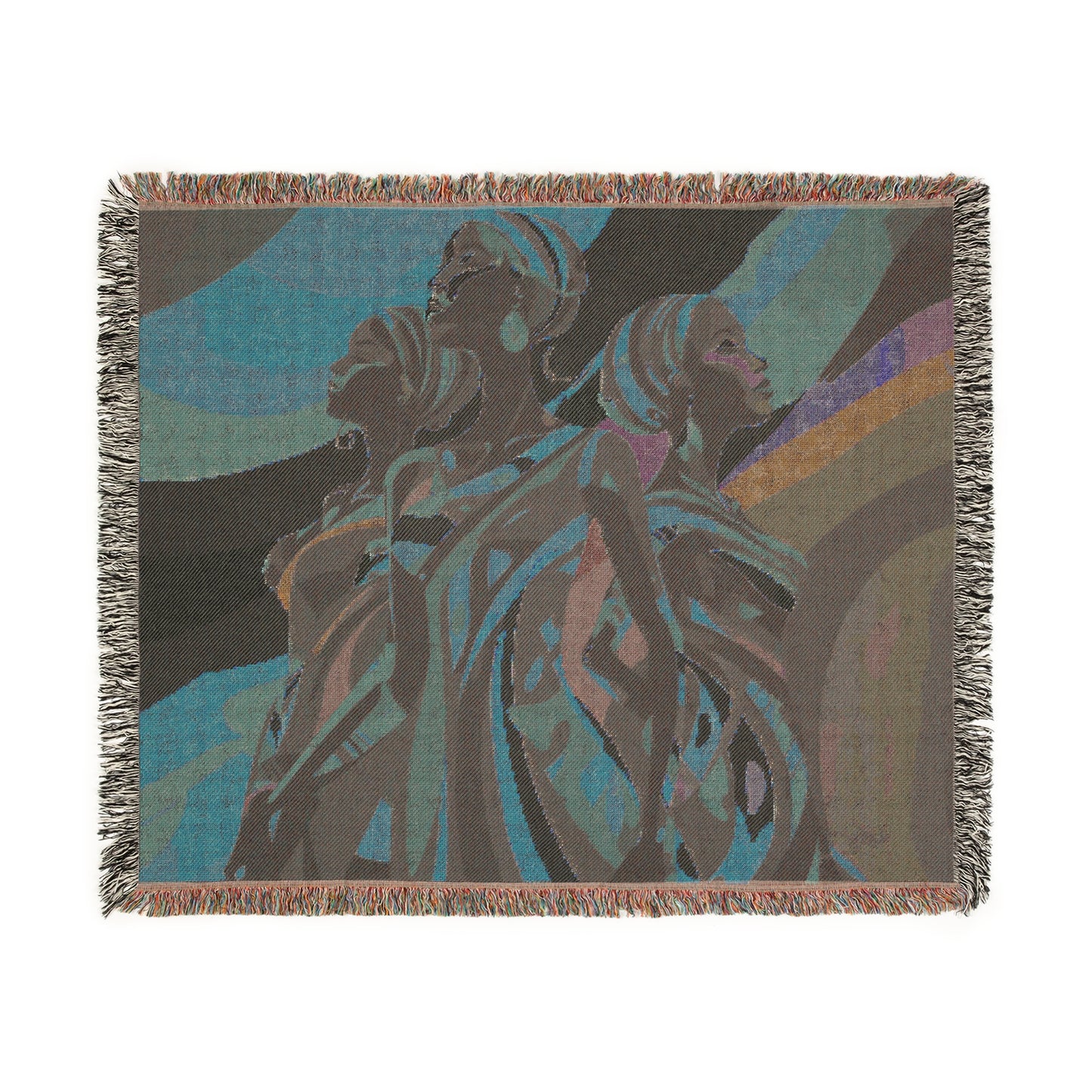 At Peace Abstract Black Woman Afrocentric Art Woven Throw Blanket - Xtreme Shopper