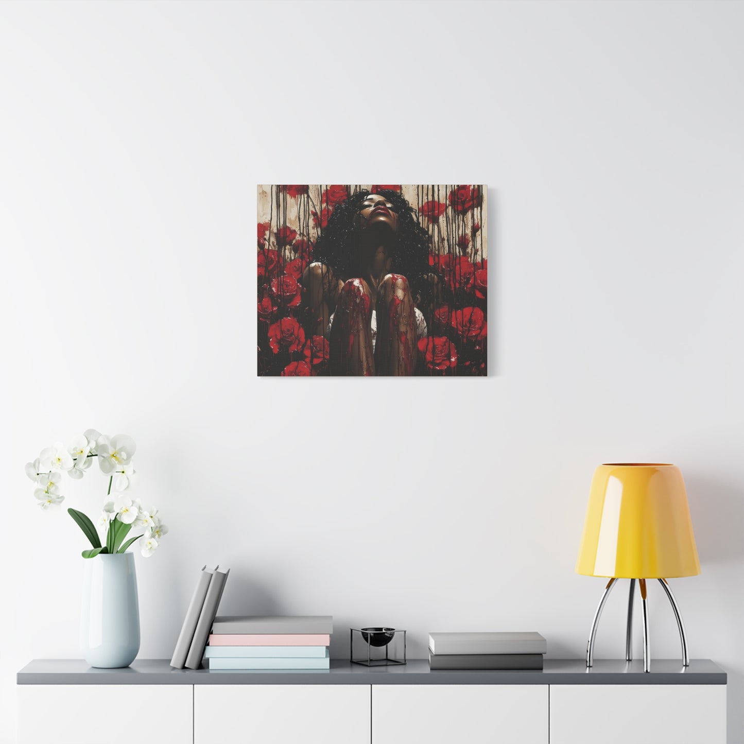 Like A Rose Black Woman Art Canvas Wall Print