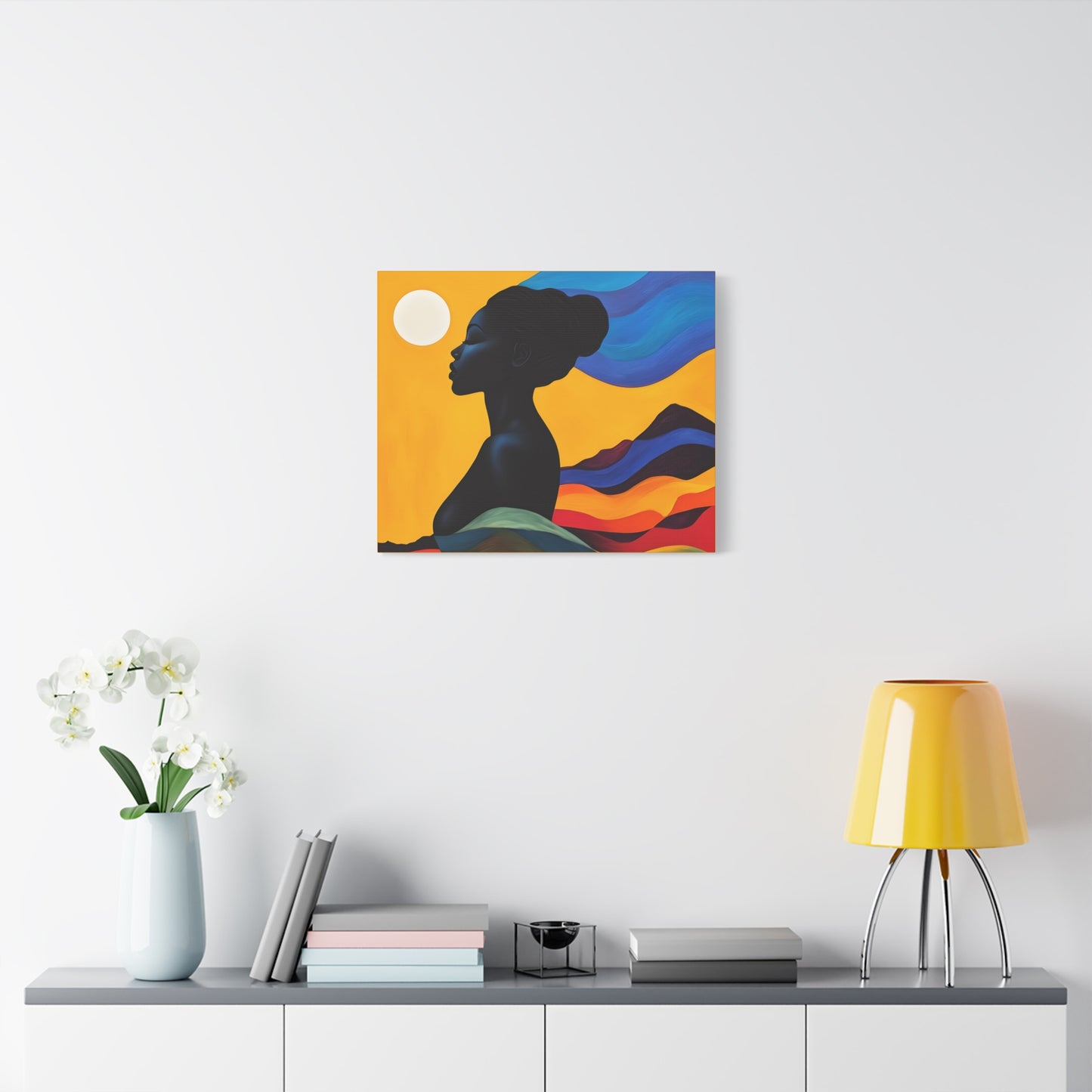 Serenity In Full Color Black Woman Art Canvas Wall Print