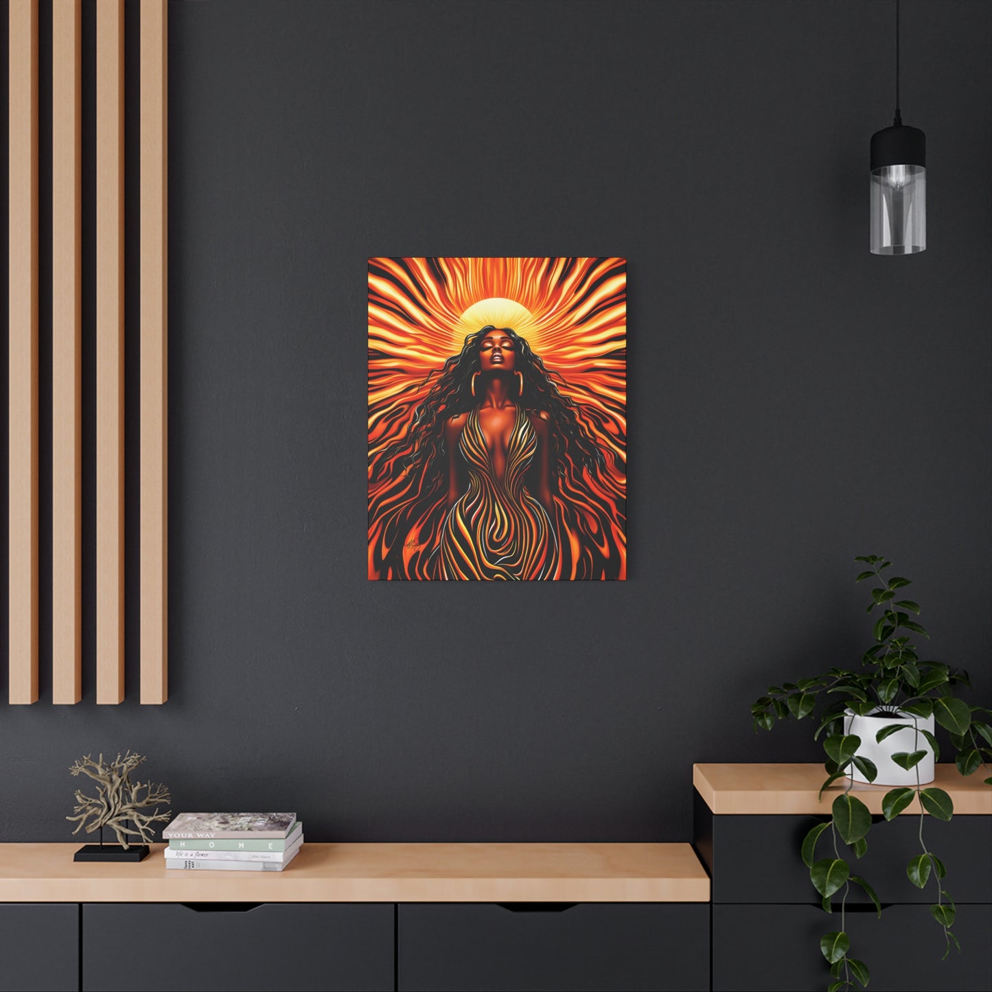 Sunkissed Afrocentric Black Woman Abstract Art Canvas Wall Print