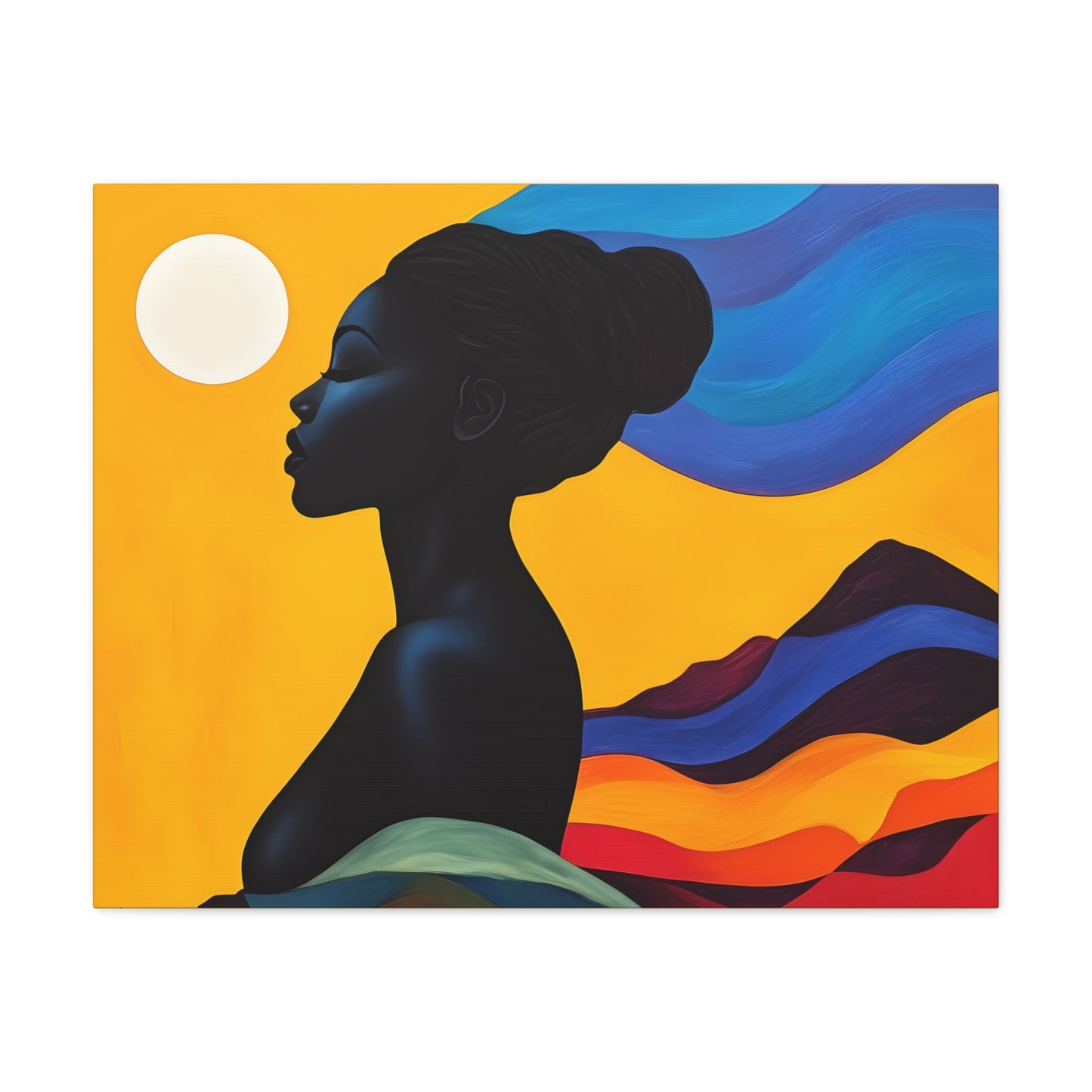 Serenity In Full Color Black Woman Art Canvas Wall Print