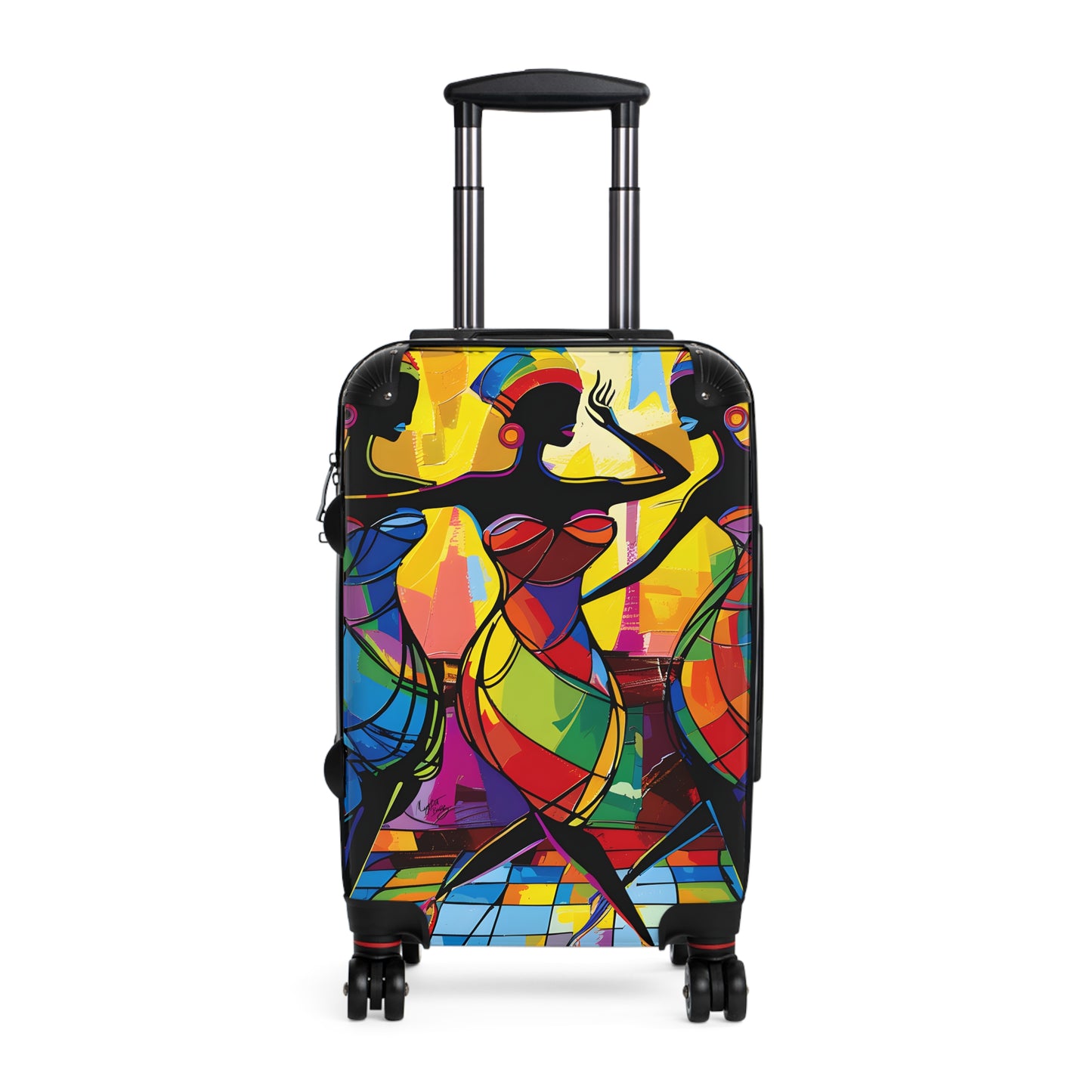 Club Trio Black Woman Art Hardshell Hardside Lockable Spinner Suitcase Luggage