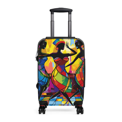 Club Trio Black Woman Art Hardshell Hardside Lockable Spinner Suitcase Luggage