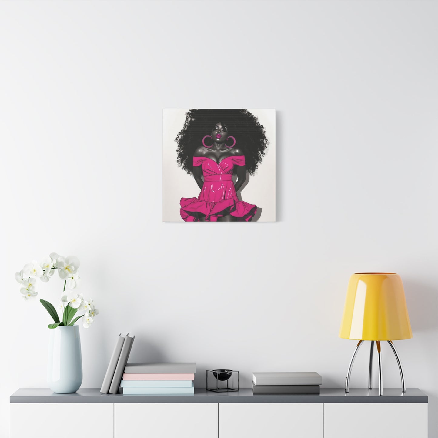 Pink Is My Color Black Woman Art Canvas Wall Print