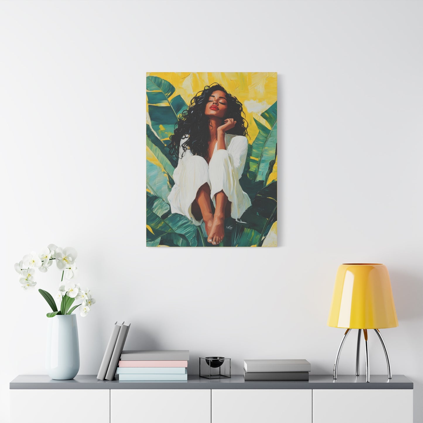 It's A Beautiful Day Afrocentric Black Woman Abstract Art Canvas Wall Print