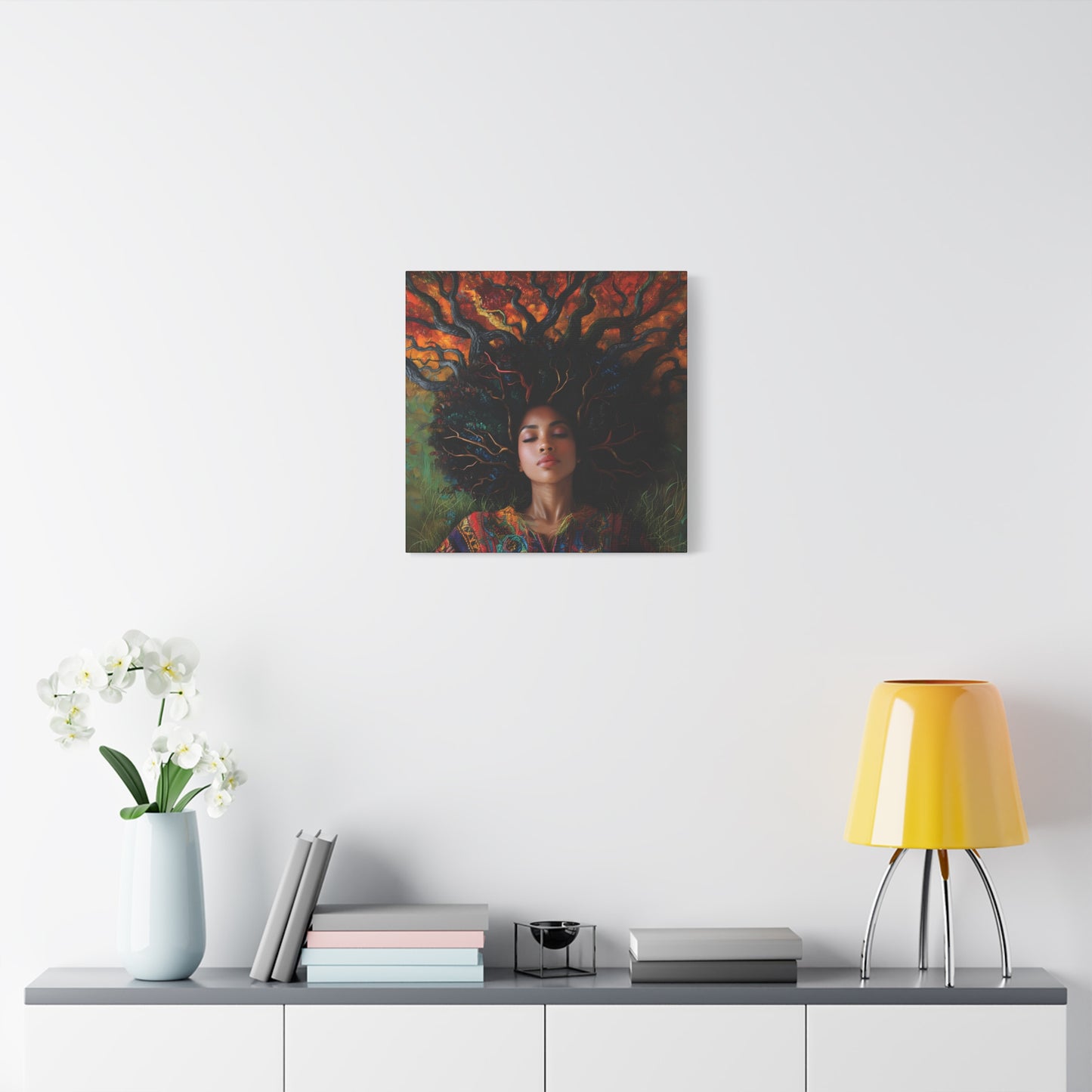 Rooted In My Mind Afrocentric Black Woman Inspirational Spiritual Art Canvas Wall Print - Xtreme Shopper
