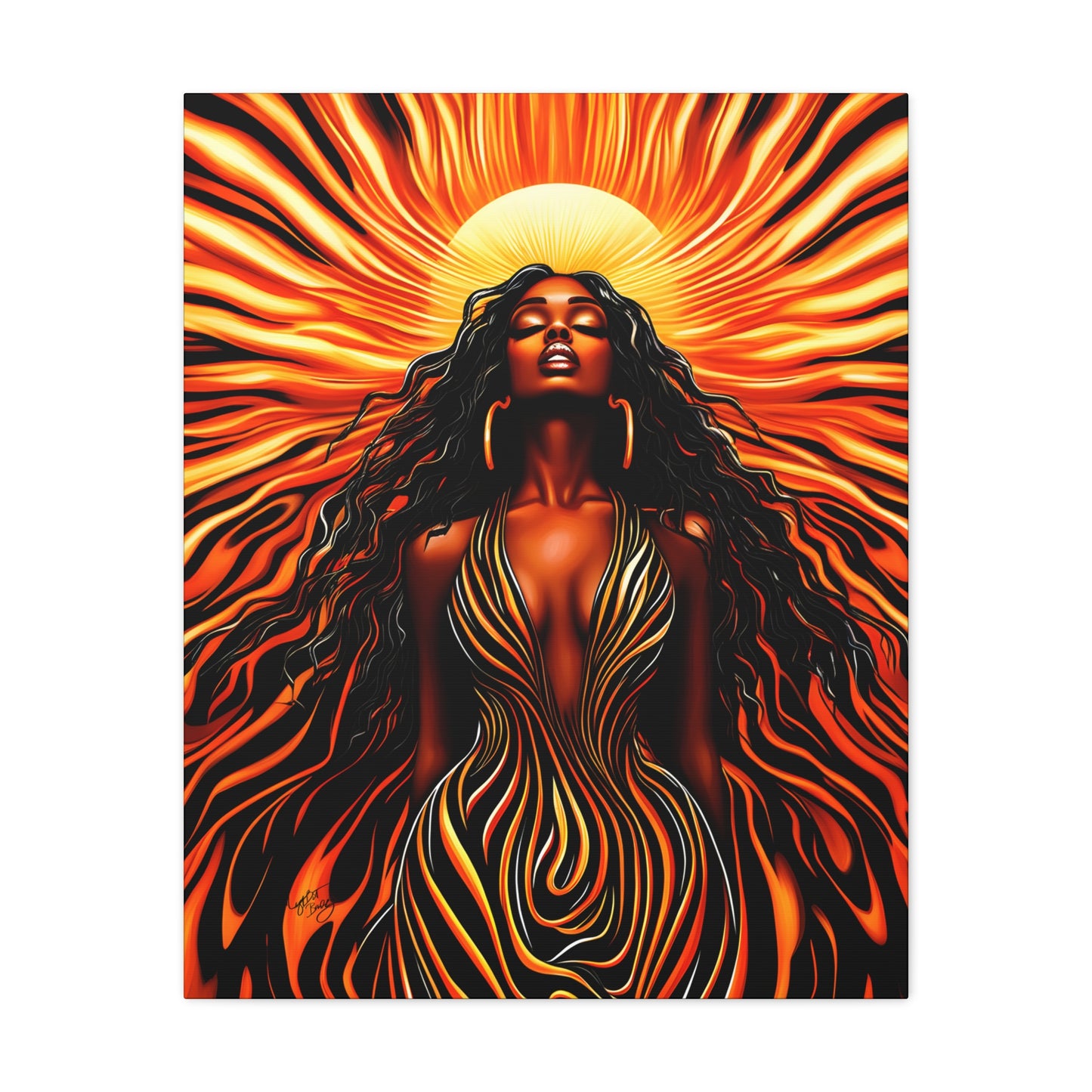 Sunkissed Afrocentric Black Woman Abstract Art Canvas Wall Print
