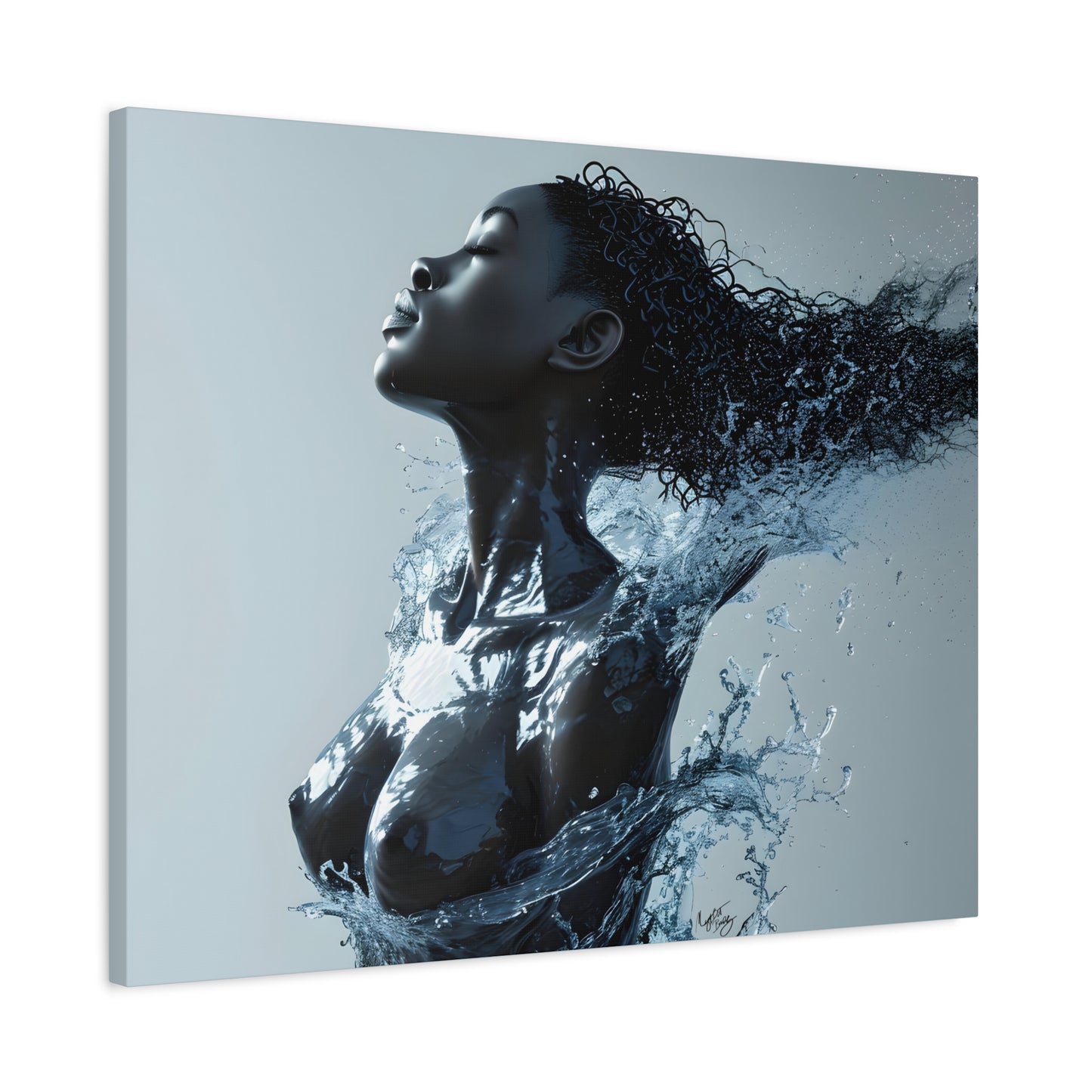 Moisturized and Unbothered Afrocentric Black Woman Art Canvas Wall Print