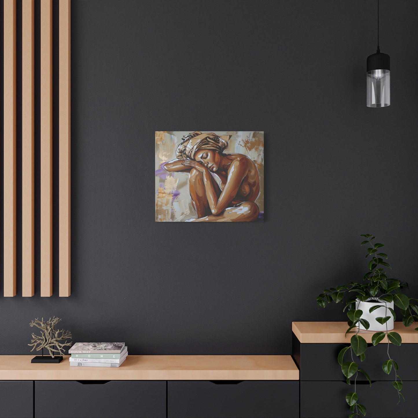 Home Alone Black Woman Art Canvas Wall Print