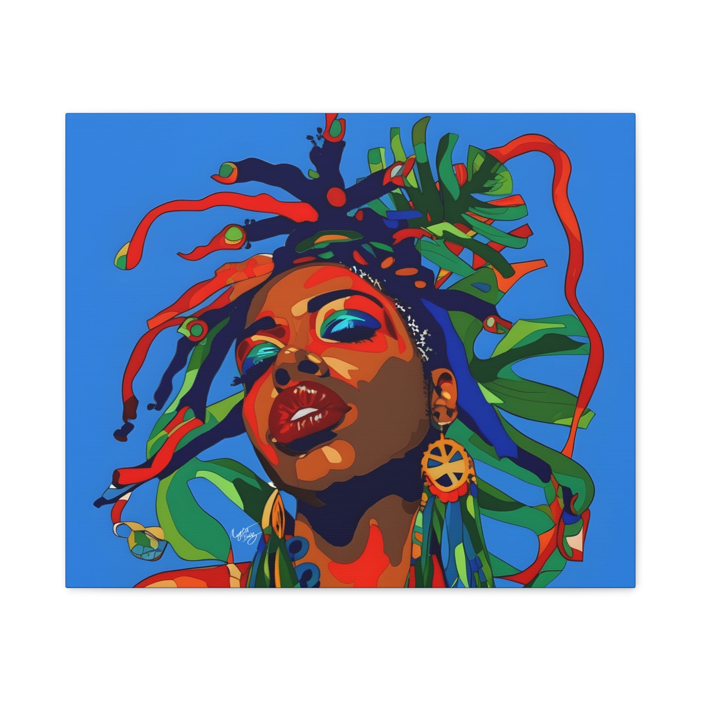 I'm Feeling It Afrocentric Black Woman Abstract Art Canvas Wall Print