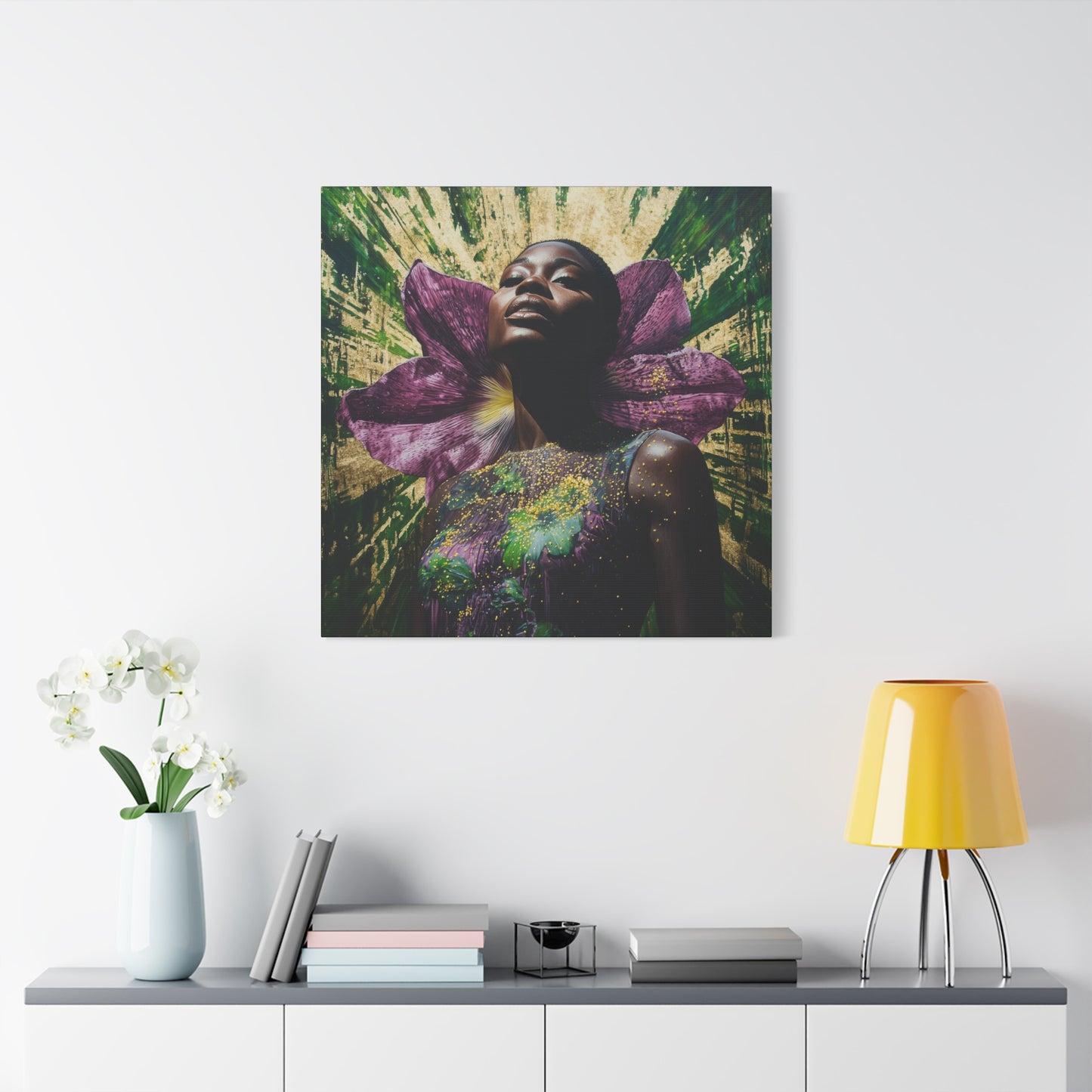 Blooming With Beauty Afrocentric Black Woman Inspirational Spiritual Art Canvas Wall Print