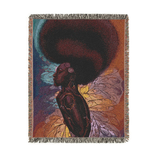 Afro Angel Woven Throw Blanket