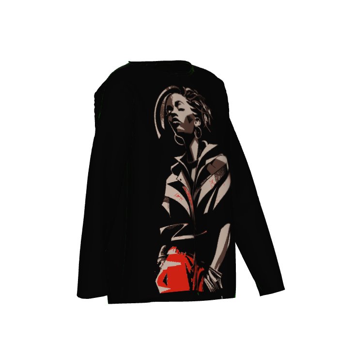 Just Chillin' Afrocentric Black Woman Art Crewneck Tunic Sweater