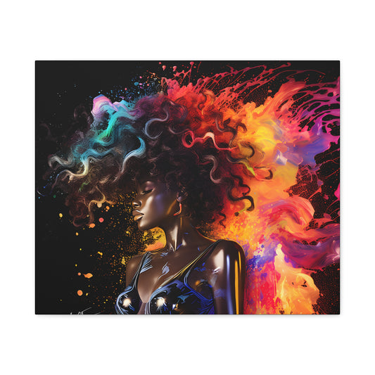 Colors Of The Universe Afrocentric Black Woman Abstract Fantasy Art Canvas Wall Print