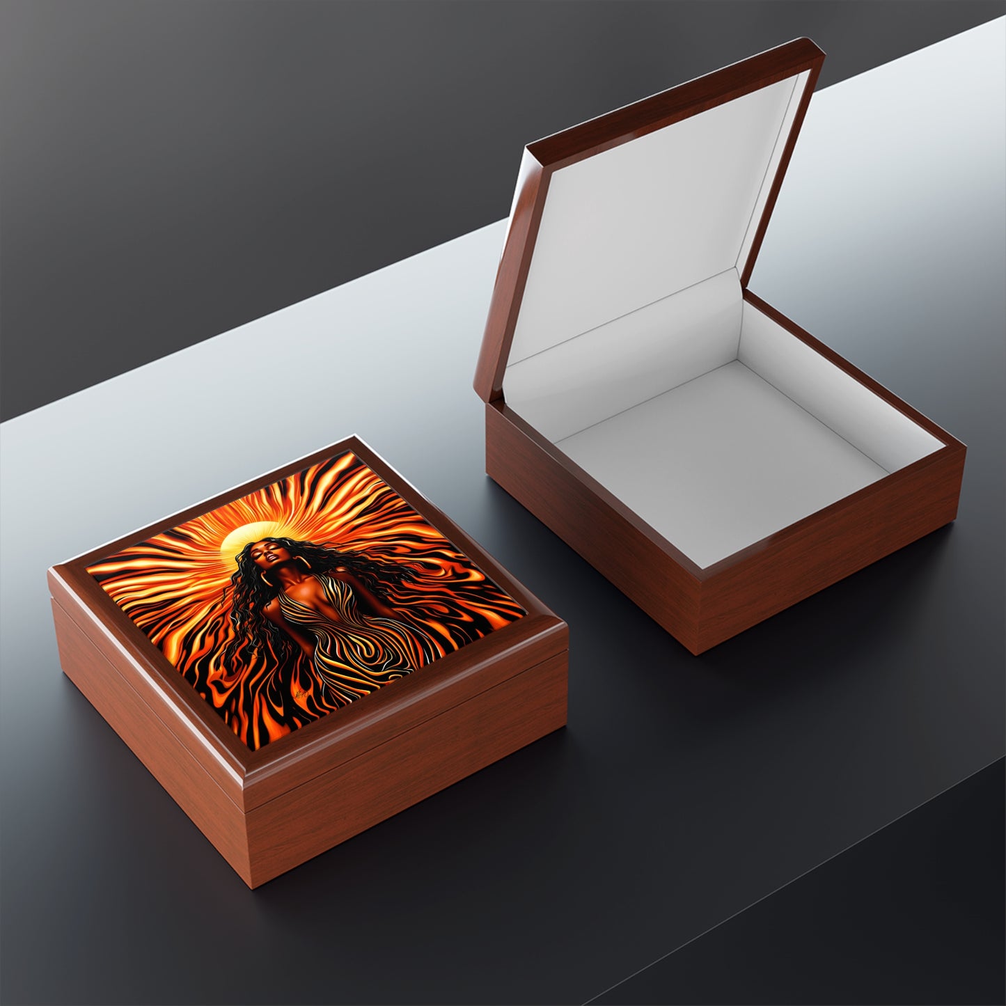 Sun Kissed Black Woman Afrocentric Art Themed Jewelry Box